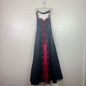 Vtg Y2K Niki Livas Dress Long Fairy WhimsiGoth 6 Prom Beaded Embroidered Floral